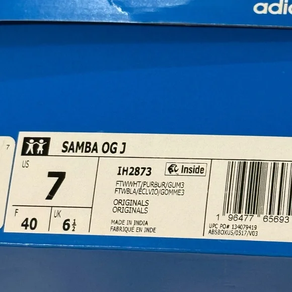 💯 Authentic Adidas Women's Samba White and Purple Sneakers - Picture 2 of 5